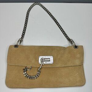 MICHAEL MICHAEL KORS tan suede flap with chain bag